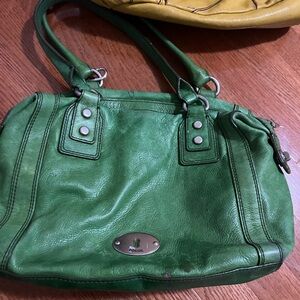 (2) used Leather Fossil Bags Mustard Yellow
 And Green